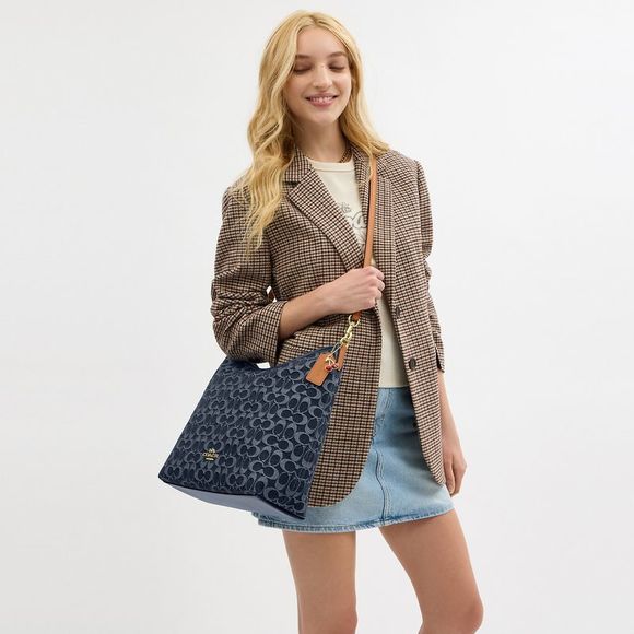 NWT Coach Outlet Laurel Large Shoulder Bag In Signature Denim - Picture 5 of 7